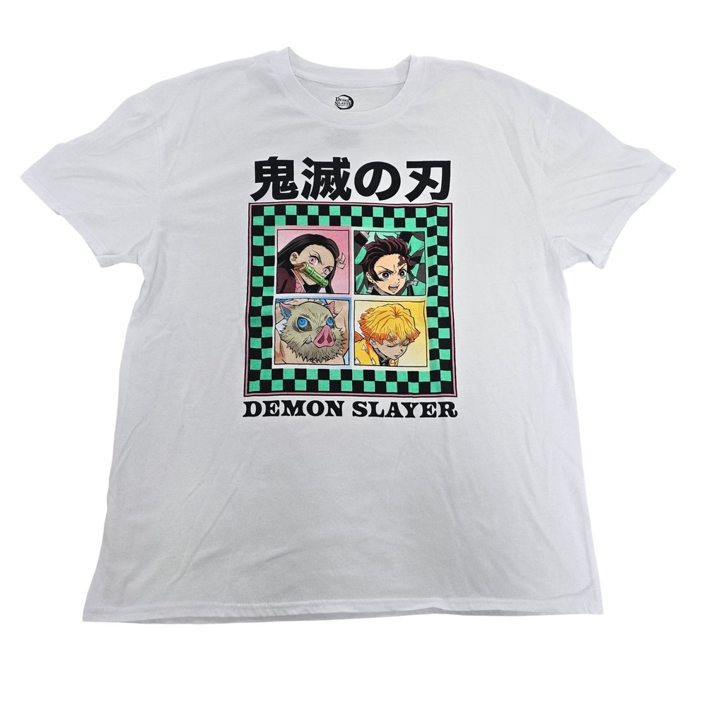 Demon Slayer Kimetsu no Yaiba Anime Graphic T-Shirt White Mens XL Tanjiro Nezuko